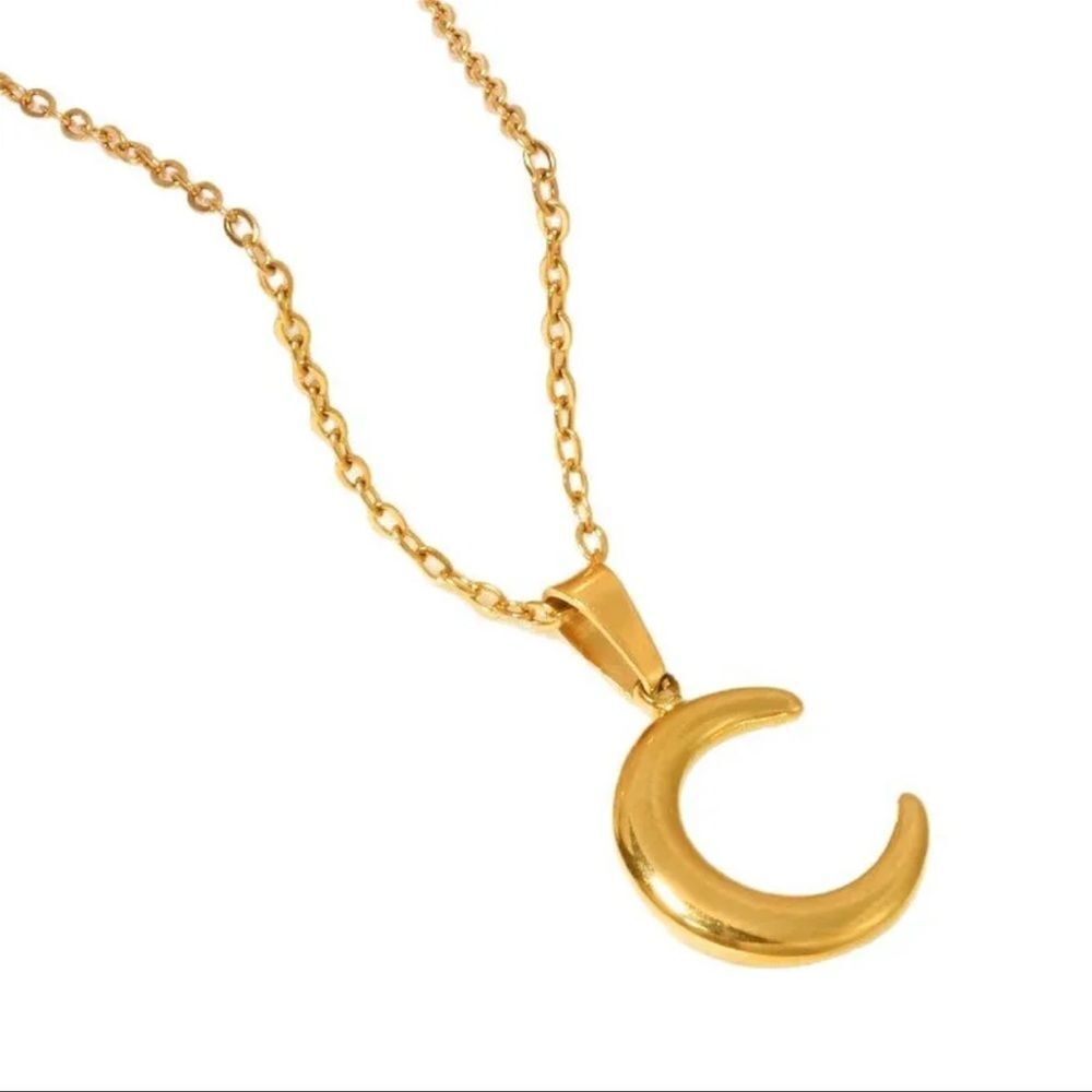 Gold Plated Crescent Pendant Necklace
